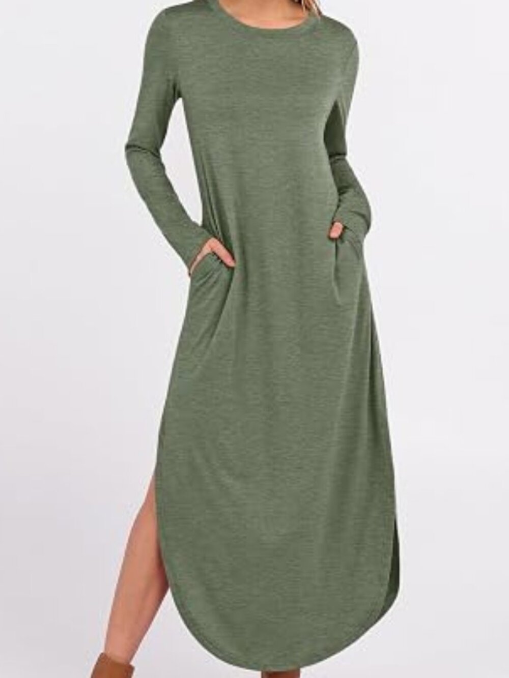 ANRABESS Women's Long Sleeve Fall Maxi T-Shirt Dress with Pockets